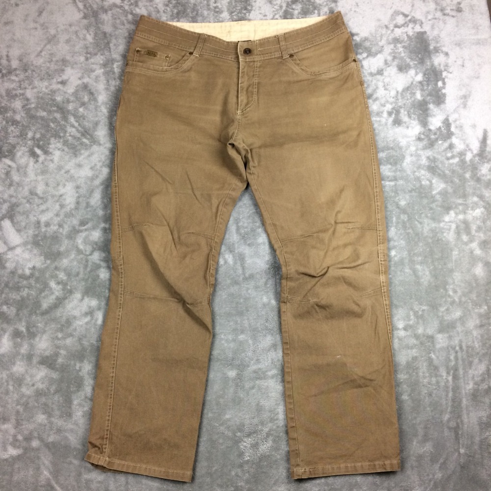 Kuhl Kanvus Jeans Pants Mens 40x32 Brown Straight Leg Patina Dye Hiking Outdoors
